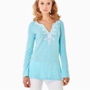 Lilly Pulitzer Westley Tunic Spa Blue Size Large
